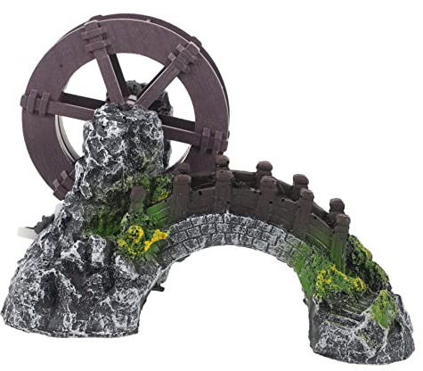 ORFOFE Garden Windmill Water Wheel Oxygen Pump Fish Tank Bridge Ornament Miniature Decor