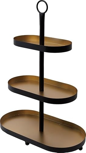 TrendLine Deko Eisen Etagère 50 x 18 x 35 cm schwarz-Gold Etagere