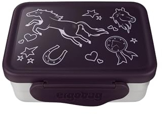 ergobag Portamerenda in acciaio inox Viola - Lilla | Con scomparto separato e snack box, lavabile in lavastoviglie per un utilizzo pratico ogni giorno