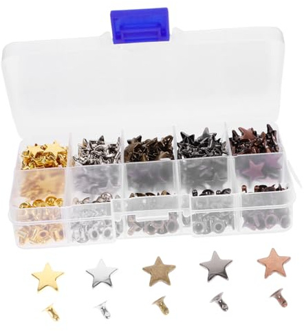 SHINEOFI Rivets Étoiles En Métal Pour Vêtements Punk, Ensemble 200 Pièces Multicolore, Rivets En Cuir Solide, Décorations Pointues Diy Pour Paquet, Chaussures, Vestes, Mode Alternative