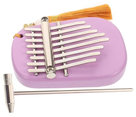Kleiner Daumenklavier 1 Satz mit 8 Tasten, Tragbares Holz Kalimba | Anfänger, Lavendelfarbene Ovale Ausführung, Kunststoff und Metallelemente, für Reisen und Kleine Auftritte