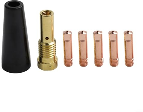 HanOaki Set di punte per ugelli senza gas MIG elettrico Kit di punte per saldatore MIG Kit di 7 accessori per saldatura Flux Core Kit leggero resistente alle alte temperature per MIG120140180 (1,0 mm)