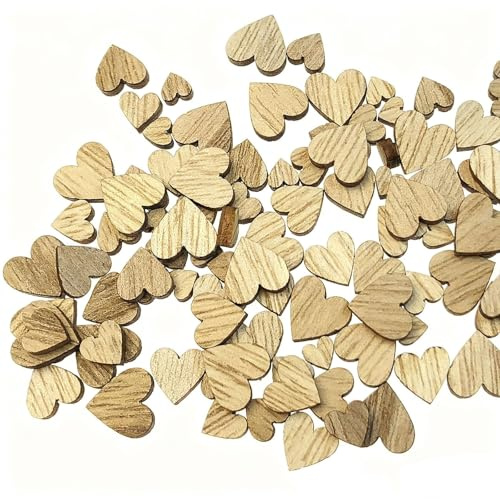 YIEUR Holzherz zum basteln 600 Stücke, 6/8/10/12mm herz streudeko Weihnachten holzkonfetti, holzherzchen tischdeko weihnachten weihnachtsdeko holz für Hochzeit Weihnachts Tischdeko(hell-mix)