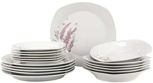 FESTA ITALIA Geschirrset 6 Personen - 18 Teilig - Tellerset aus Porzellan - Weiß Essgeschirr Set - Schüssel- und Tellerset - Modern Tafelservice - Teller - Essservice - Geschirr Set 6 Person