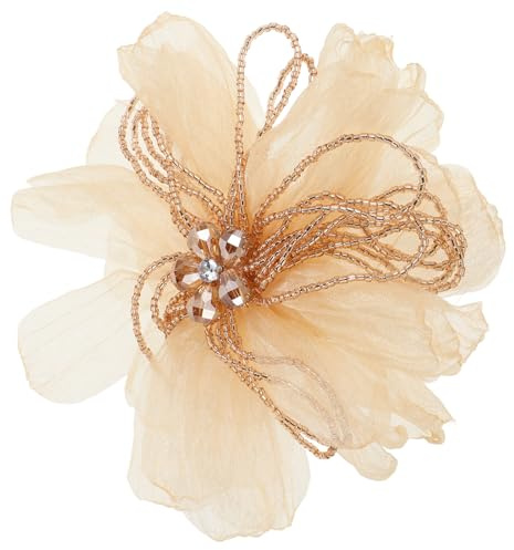 Ciieeo Broche Fleur en Tissu Dorée Élégante pour Femmes Épingle de Revers Raffinée Accessoire Floral Léger et Polyvalent Vêtements Chic et Robes Soirée 1 Pièce