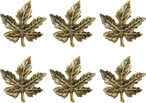 DII Holiday Tabletop Collection Dekoratives Serviettenring-Set, Messing, Goldfarbenes Ahornblatt, 2.25 Diameter, 6