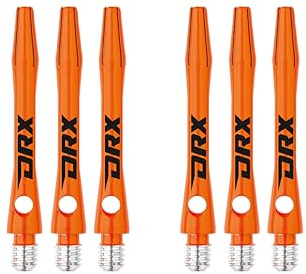 RED DRAGON DRX Coated Aluminium Short Orange Logo Dart Stems (Shafts) - 2 Sets per Pack (6 Stems in total)