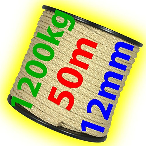 50m Kunststoffseil 12mm 1200kg grün beige blau schwimmfähig Polyprolylen PP-Seil Seil Tau salzwasserbeständig