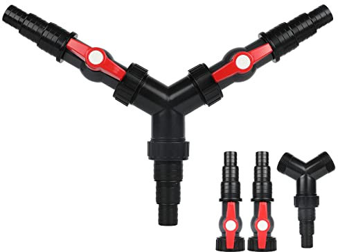 everfarel 'Y Splitter Step Connector 20/25/32/38 mm with 2 Shut-Off Valves Wasserverteiler for Pond Pumps and Streams (CST-2F)