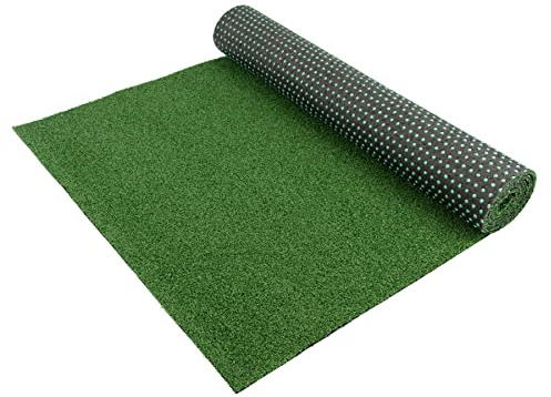 Primaflor Kunstrasen-Teppich mit Noppen - WIMBLEDON, 4,00m x 3,00m, 7 mm Hoch, UV-Beständiger, Wasserdurchlässiger, Grüner Rasenteppich, Outdoor Bodenbelag, Kunstgras für Terrasse und Balkon