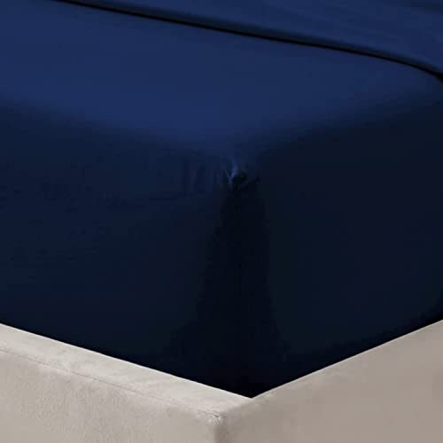 Extra Deep Fitted Sheet 40cm 16 Inch - Non Iron Easy Care Soft Brushed Microfibre Fabric Shrinkage and Fade Resistant, King - Navy