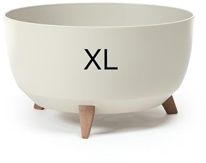 MELTOM Blumentopf mit Füßen aus Kunststoff Schale Rund mit Einsatz Kräutertopf (Baumwolle, XL - 47 cm)