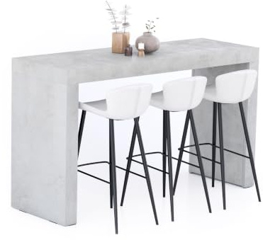 MOBILI FIVER, Evolution Hohe Tisch 180x60, Grauer Beton, Made In Italy