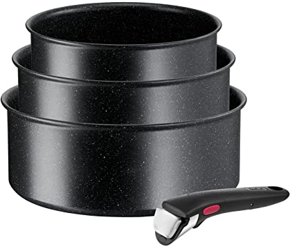Tefal Ingenio Black Stone Kochgeschirr, 4-teilig, Schwarz, Sortenpaket