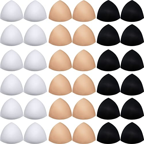 Syhood 18 Pairs Triangle Sports Bra Pads Inserts Women Push up Breast Insert Pads Sponge Removable Bra Cup Inserts Pad(White, Black, Nude Color)
