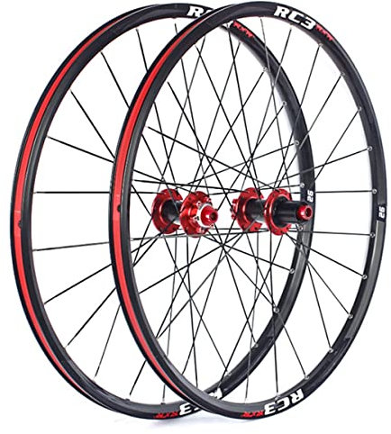 Generic Mountainbike Laufradsatz 26/27,5/29 Zoll MTB Felge 24H Carbon Nabe Steckachse Scheibenbremse Laufräder für 7/8/9/10/11 Speed Kassette 1800g (Farbe