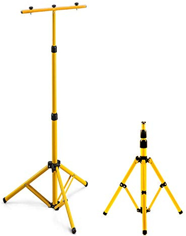 Lospitch Trépied de chantier télescopique à double tête, Trépied télescopique réglable en hauteur 60-160 cm, projecteur pour 2 projecteurs