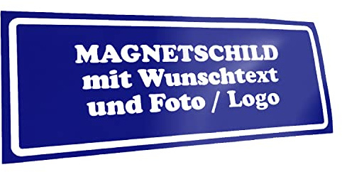 Kiwistar Magnetschild personalisiert - mit Wunschtext Foto und Logo bedruckt - Fahrzeugmagnet für Auto KFZ LKW Transporter Wohnmobil (blau, 40x10 cm)