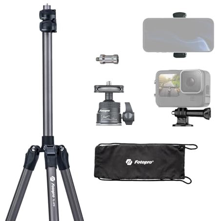Trépied de Voyage pour Appareil Photo, trépied Portable 200CM en Aluminium léger avec Adaptateur de tête sphérique 360°, Sac de trépied avec Clip pour Smartphone, Charge maximale 5kg