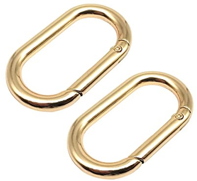 Queenbox Lot de 2 mousquetons ovales de 40 mm, fermoirs à Mousqueton à Ressort Robustes pour Sacs à Main, Porte-clés, balançoires de Camping, doré