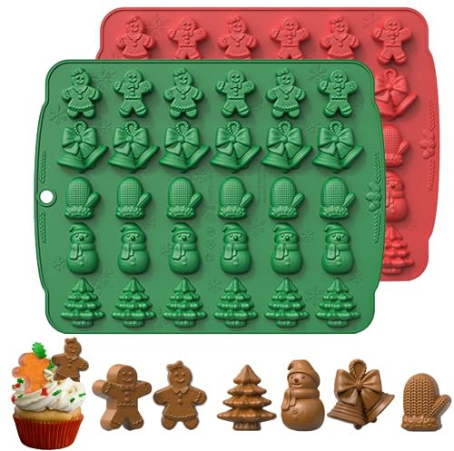 Stampo in silicone natalizio per cioccolatini, 1 confezione da 30 cavità, stampo natalizio in silicone a forma di omino di pan di zenzero, strumento per torte di Natale, cioccolatini, caramelle