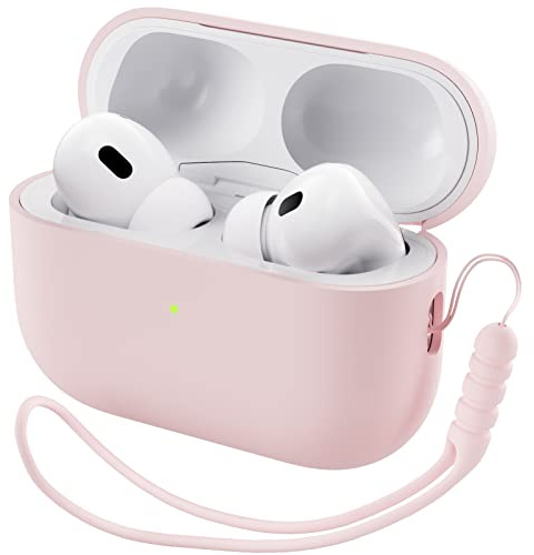 ORNARTO für AirPods Pro 2 Hülle Silikon mit Lanyard - Rosa | Premium Flüssigsilikon, robuster PC-Kern, mit Lanyard, stoß- und kratzfest, große Farbauswahl