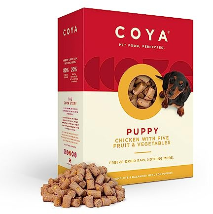 COYA Freeze-Dried Puppy Food, Chicken, 750g, Grain Free | Gently freeze-dried to lock in maximum taste and freshness. Complete dry dog food made with 80% chicken for growing puppies