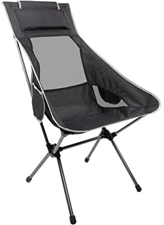Klappbarer Campingstuhl Outdoor-Campingstuhl Mit Hoher Rückenlehne, Tragbarer Klappsitz Mit Mesh-Rückenlehne, Camping-Angelhocker Mit Gestepptem Kissen Reisestuhl Faltstuhl Anglerstuhl ( Color : Nero