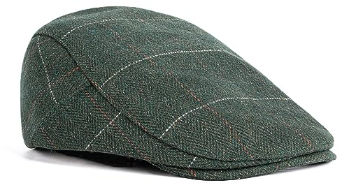 besbomig Boinas Hombre Newsboy Casquillo Plano Sombreros Boinas Flat Cap para Hombre - Wool Felt Moda Vintage Estilo Británico Casquillo, Primavera Otoño Invierno, 55-59cm, Verde Oliva