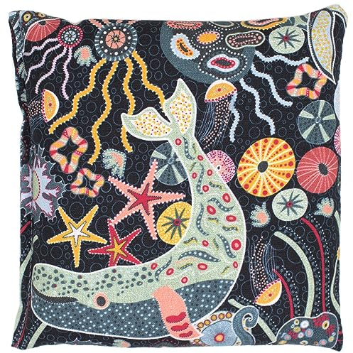 Coussin aux graines de lin - Bouillotte sèche 12x12cm - sous l´océan - Coton Bio - Coussin naturel thermique utilisable chaud ou froid - Compresse froide