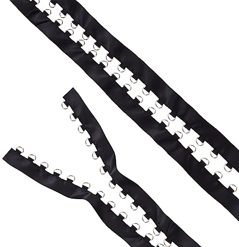 BENECREAT Passacavo Nero da 3.65 m con Anelli A D (6x10 mm), Nastro di Rifinitura con Occhielli da 24 mm per Giacca da Gonna Abito da Camicia Corsetto da Cucito