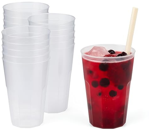 Silverkitchen 60x Cocktail Becher 0,3 L transparent aus PP 6-eckig Made In Germany Hartplastik Trinkbecher bruchsichere Cocktailbecher mehrweg