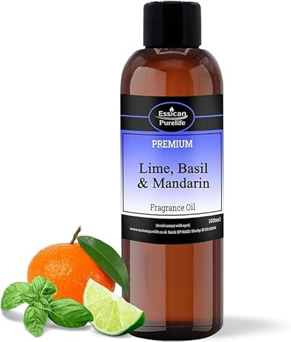Essican Purelife Lime, Basil & Mandarine Fragrance Oil for Candle Making Scents 100ml, Scented Oils for Humidifier - Long Lasting Aroma Candle Scents Wax Melt Fragrance Oils for Soap Making