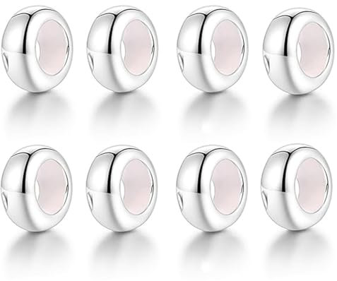 GW Charms Stopper 925 Sterling Silber für Armband mit Gummi Clip Stopper Charms für Bead Charm Armband Anhänger Spacer (8x Silber)