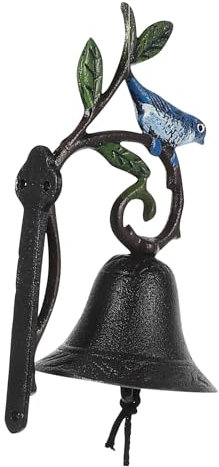 Homoyoyo Wrought Iron Vintage Doorbell Unique Bird Design Cast Iron Wall-mounted Bell for Gardens Shops and Homes Retro Decor Texture Easy Installation