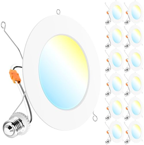Sunco 12 Pack Retrofit LED Recessed Lighting 6 Inch, Can Lights for Ceiling, 1200 LM, 15W, Selectable CCT 2700K/3000K/4000K/5000K/6000K, Dimmable, Ultra Thin Flat Light Fixture UL.