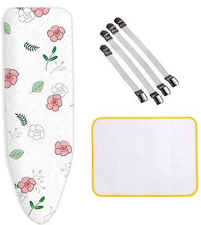 ZJBKX Bügelbrettbezug für Dampfbügelstation, geeignet für Bügelbrett von 30–45 cm x 110–125 cm, mit 4 Spannern, 1 Bügeltuch