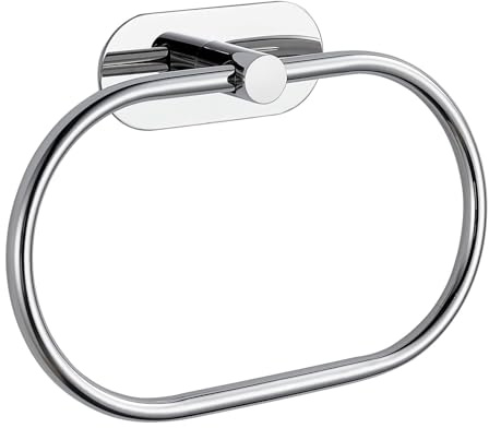 EOLAX Anello Porta Asciugamani da Bagno, Anello Porta Asciugamani Autoadesivo da Parete, senza Perforazione, Accessorio da Bagno, Supporto Porta Asciugamani da Parete in Stile Moderno, Cromato