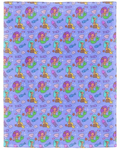 YISUMEI Kuscheldecke Niedliche Cartoon Muster Decke für Kinder, Meerjungfrauen Fische Muscheln Oktopus, Geschenke für Jungen Mädchen, 125 x 150 cm