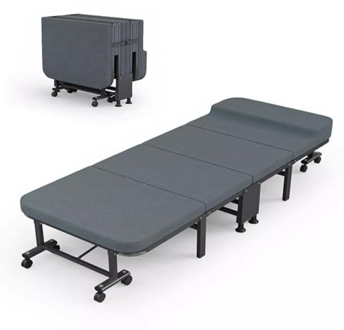 Klappbett Gästebett mit Matratze Tragfähigkeit 250kg, Reisebett Erwachsene mit Rädern Platz Sparen, für Wohnzimmer Schlafzimmer Gästezimmer