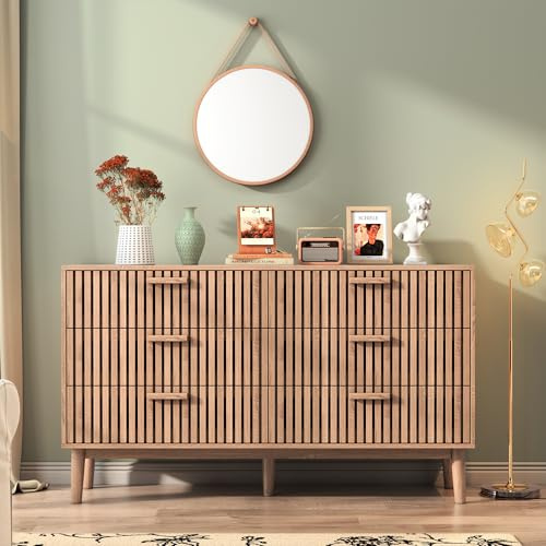 FOERPL Cómoda Habitación Adulto, Cómoda 6 Cajones Mueble de Almacenamiento de Madera Tocador Mueble Cajón Mueble de Pasillo Muebles de Almacenamiento para Salón (Color Madera D)