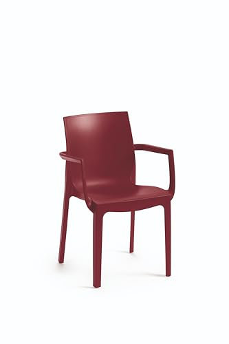 METRO Professional Chaise d'extérieur Bukisi, Empilable avec Accoudoirs, Polypropylène, Bordeaux