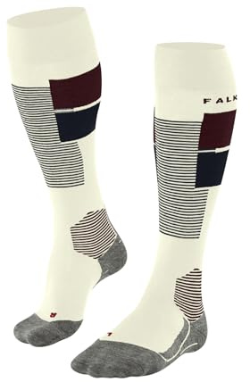 FALKE SK4 Advanced Stripe W Kh lana hilo funcional finos cálidos 1 par, Calcetines de esquí Mujer, Blanco Off-White 2040, 35-36