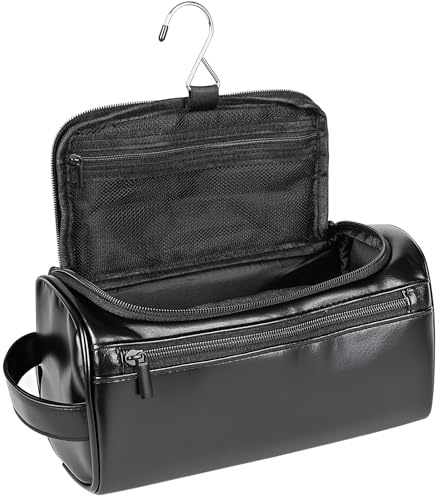 HRX Package Kulturbeutel Reise Kulturtasche,Herren-PU-Leder-TOI lettenbeutel,Geschenk für Männer, Geschenk zum Vatertag(Schwarz)