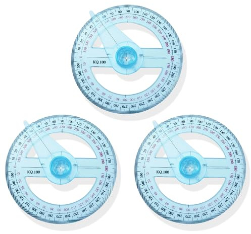 3 Pcs 360 Degree Protractor, Plastic Circle Protractor Angle for Classroom Maths, Engineering and Office Technical Drawing Measuring Tool