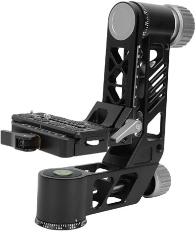 Professional Gimbal Tripod Head, Heavy Duty 55lb Load Aluminum Alloy, 360° Panoramic with Arca Quick Release Plate, Bubble Level & Height Adjustment for DSLR Mirrorless Cameras