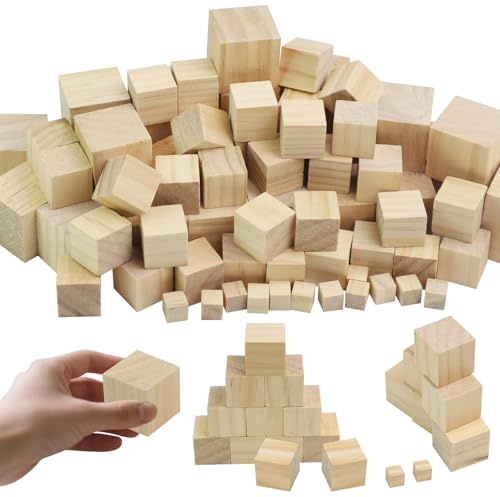Hexizexi 24 Stück Holzwürfel 50mm Natürliche Würfel Holz Holzwürfel zum Basteln Unlackierte Quadratische Holzklötze für DIY Malerei Schnitzen Basteldekoration