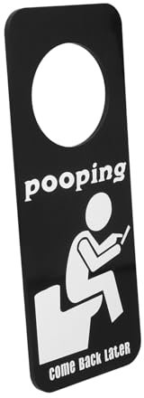Luxshiny Panneau Porte Salle de Bain Humour « Occupé » Noir, Panneau Wc pour Poignée de Porte, Accessoire en Matériau Robuste, Indicateur Usage Toilettes pour Maison et Bureau,