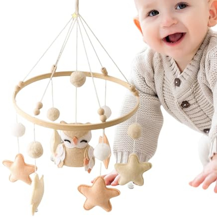 Mobile für Babybett | Babyzimmer Deko Kinderbett Mobile - Handgemachtes Filzspielzeug mit neutralem Bettwäsche-Design für das Schlafzimmer von, das Kinderzimmer zu Hause und für Spiel und