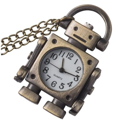BESTYASH Shape Vintage and Necklace Alloy Watch in Robot Pocket Plastic | Portable Everyday Piece, Light Weight Build, Retro Style, Birthday Festival Gift Choice